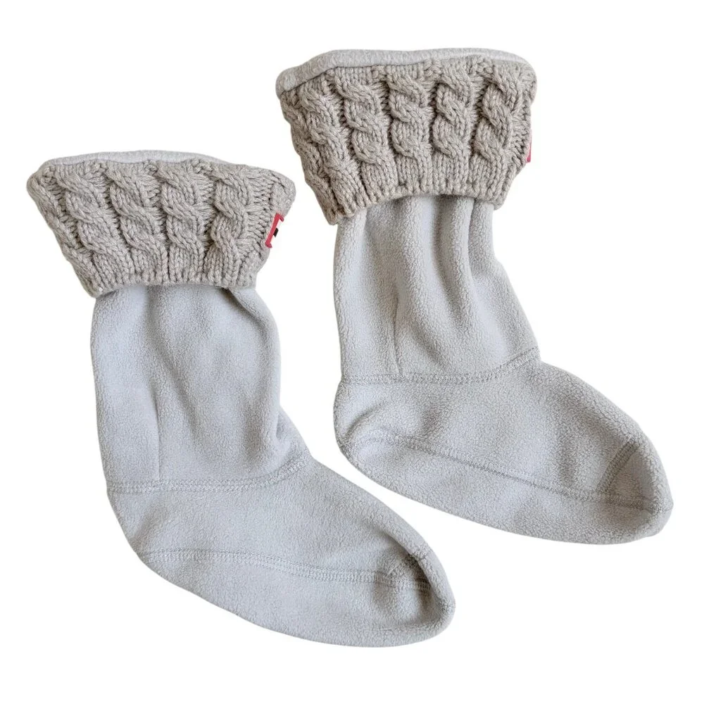 Hunter Rain Boots Girls' Cable Boot Sock (Grey) - Size Large